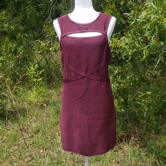 Material Girl Burgandy Bodycon Dress Size L - Picture 3 of 8